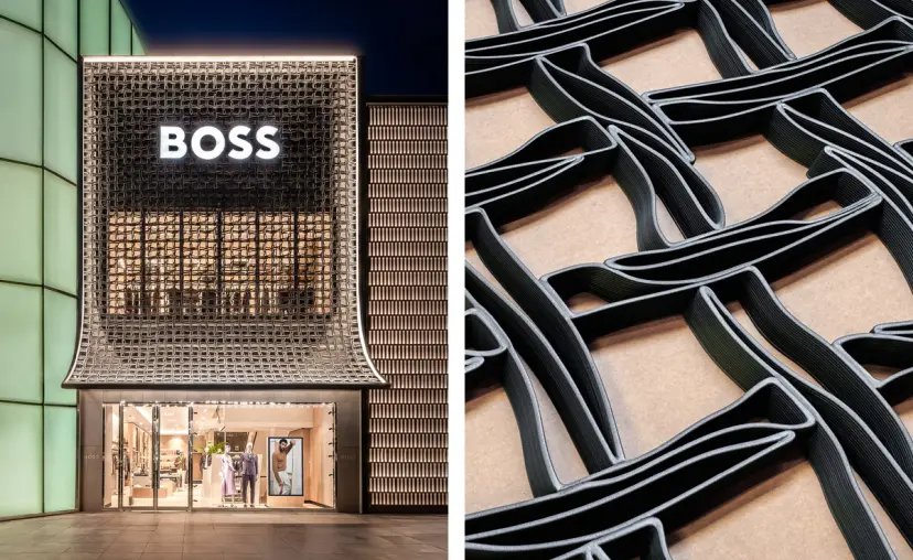 Facade of the BOSS store manufactured with 3D printing technology from Aectual